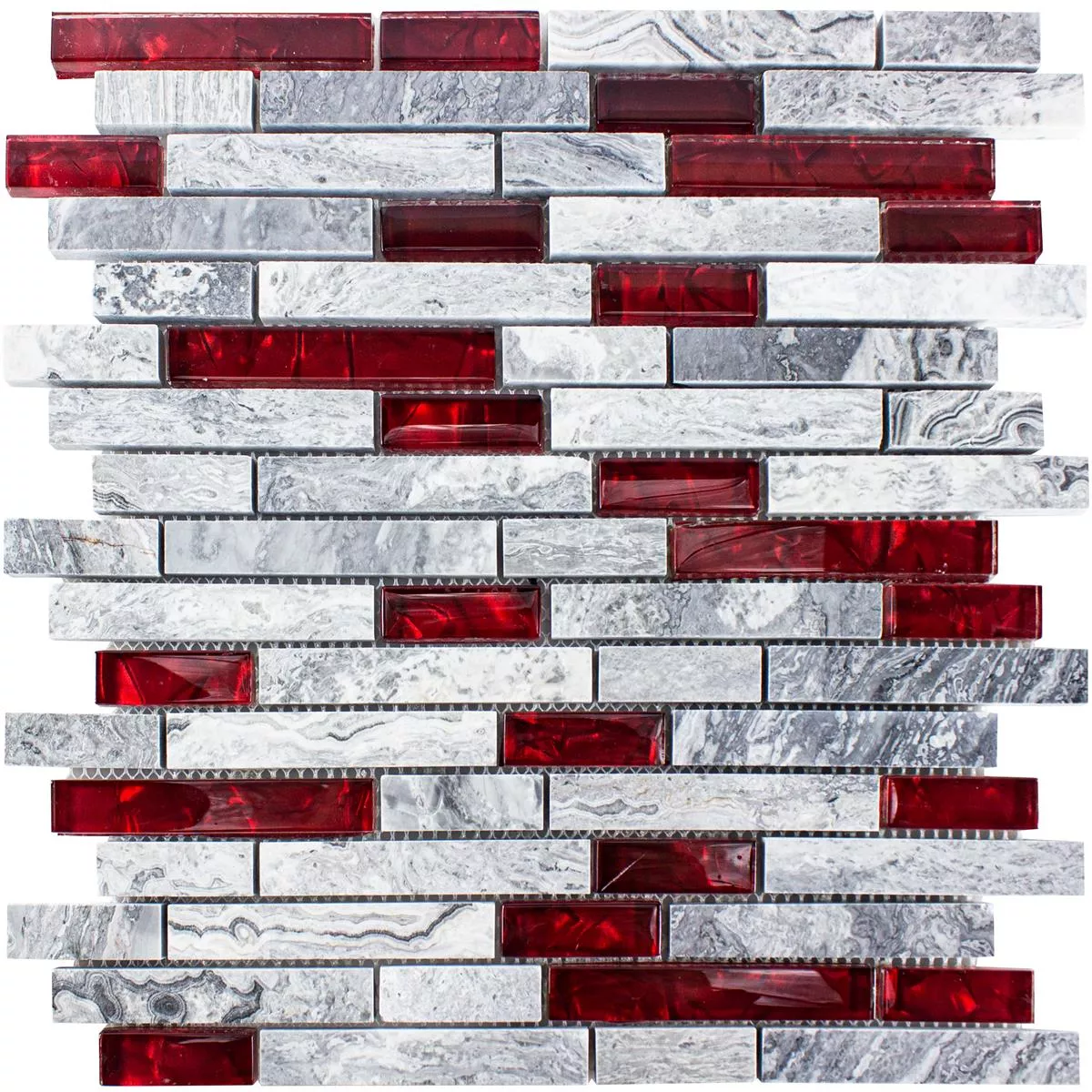Μωσαϊκό Από Γυαλί Φυσική Πέτρα Πλακάκια Sinop Γκρί Kόκκινο Brick