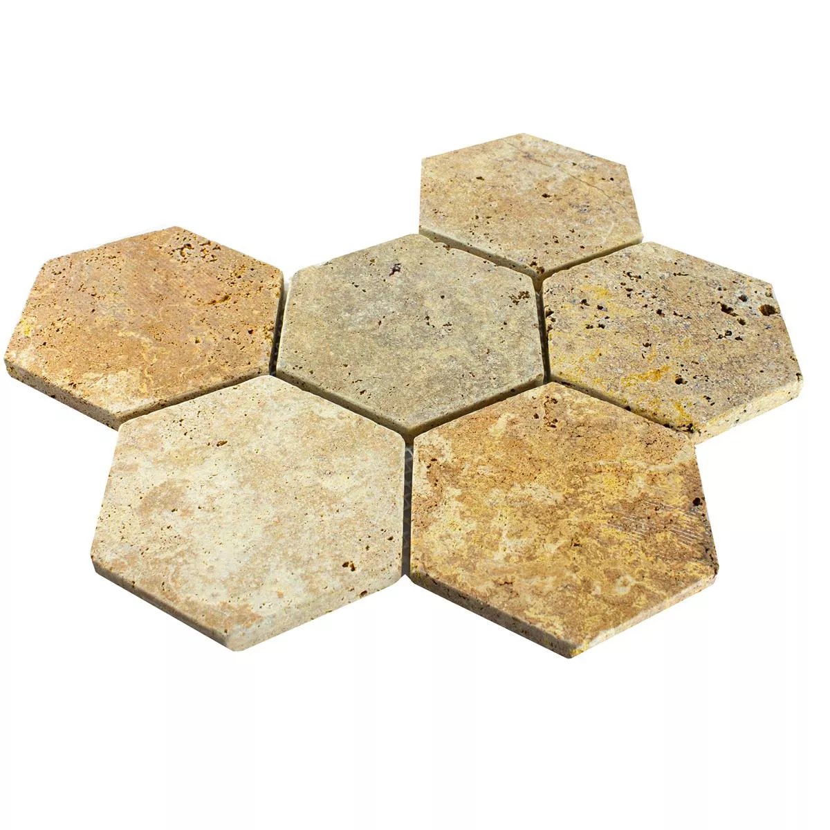 Πρότυπο από Είδος Ασβεστόλιθου Φυσική Πέτρα Ψηφιδωτά Πλακάκια Mercado Εξάγωνο Χρυσός